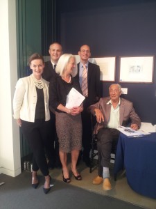 Left to right: Sarah Hodgson, Dr Philip Errington of Sotheby’s, Carey Wallace, Dr. Gabriel Heaton of Sotheby’s and Tom Maschler at the private preview, Sotheby’s New York